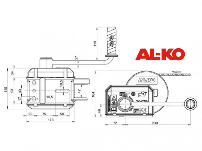 Alko Winde 501 kp mit Stahlseil und Sicherheitshaken